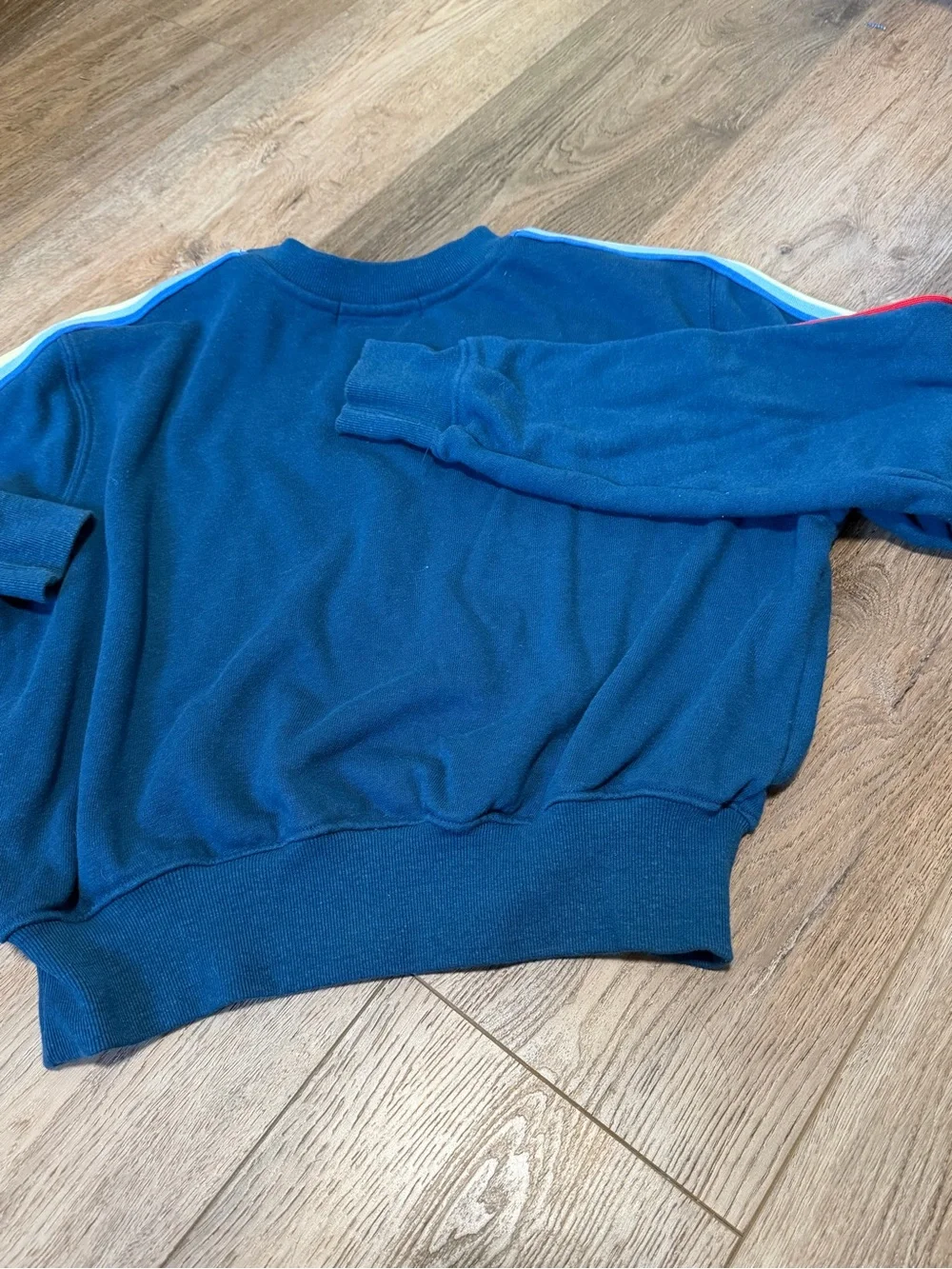 Spiritual Gangster Navy Crewneck Sweatshirt with Rainbow Stripe Detail - Picture 6 of 6